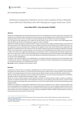 Statistical Comparison Related to Service and Reception of the Volleyball Team CSM Volei Alba Blaj in the CEV Champions League Final Four 2018