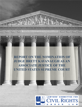 Report on the Nomination of Judge Brett Kavanaugh As an Associate Justice of the United States Supreme Court