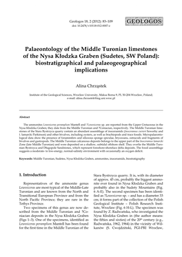 Palaeontology of the Middle Turonian Limestones of the Nysa Kłodzka Graben