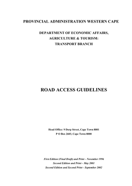 Road Access Guidelines