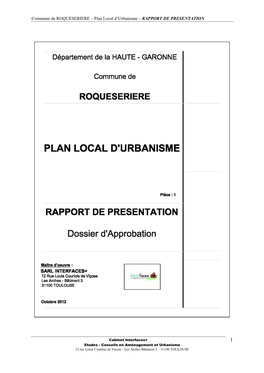 Commune De ROQUESERIERE – Plan Local D'urbanisme