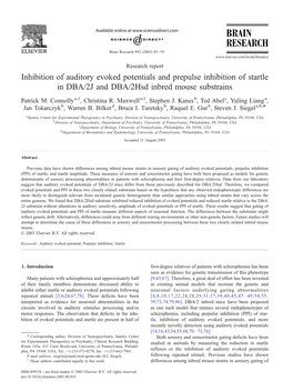 Inhibition of Auditory Evoked Potentials and Prepulse Inhibition of Startle in DBA/2J and DBA/2Hsd Inbred Mouse Substrains