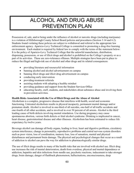 Alcohol and Drug Abuse Prevention Plan