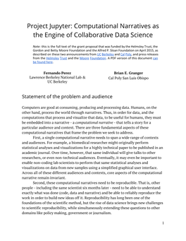 Project Jupyter: Computational Narratives As the Engine of Collaborative Data Science