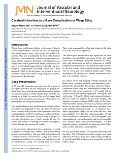 Cerebral Infarction As a Rare Complication of Wasp Sting