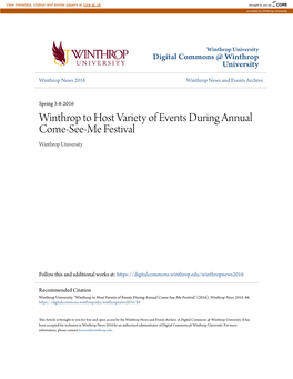 Winthrop to Host Variety of Events During Annual Come-See-Me Festival Winthrop University