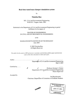 Real Time Tuned Mass Damper Simulation System Nimisha Rao