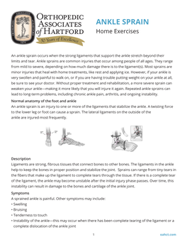 ANKLE SPRAIN Home Exercises