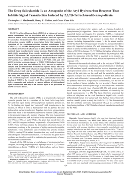 The Drug Salicylamide Is an Antagonist of the Aryl Hydrocarbon Receptor That Inhibits Signal Transduction Induced by 2,3,7,8-Tetrachlorodibenzo-P-Dioxin