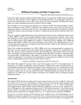 Huffman Encoding and Data Compression