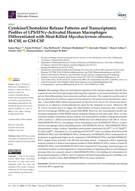 Cytokine/Chemokine Release Patterns and Transcriptomic