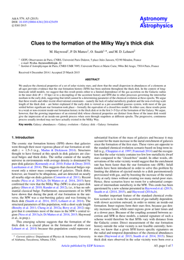 Clues to the Formation of the Milky Way's Thick Disk