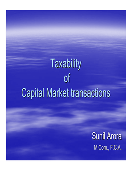 Taxability of Capital Market Transactions