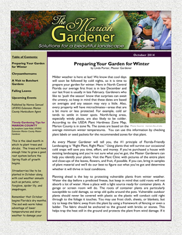 Preparing Your Garden for Winter for Winter by Linda Porter, Master Gardener