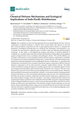 Chemical Defense Mechanisms and Ecological Implications of Indo-Paciﬁc Holothurians