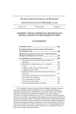 Wake Forest Journal of Business and Intellectual Property Law