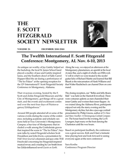 The F. Scott Fitzgerald Society Newsletter