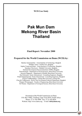 Case Study: Pak Mun Dam, Mekong River Basin, Thailand