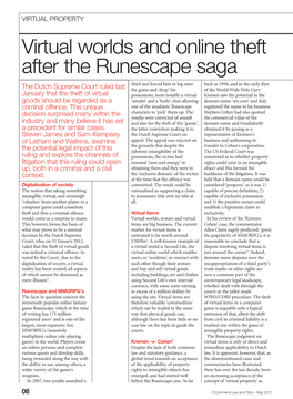 Virtual Worlds and Online Theft After the Runescape Saga