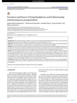 Prevalence and Pattern of Using Headphones and Its Relationship with Hearing Loss Among Students