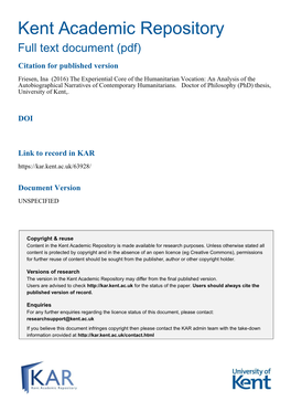 2. the Humanitarian Aid Workers 34 2.1 Emerging Research on Humanitarian Aid Workers 34 2.2 the Objectives of the Study 38 2.3 Methodology 56