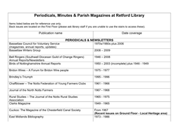 Periodicals, Minutes & Parish Magazines at Retford Library