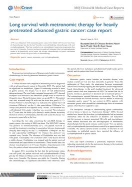 Long Survival with Metronomic Therapy for Heavily Pretreated Advanced Gastric Cancer: Case Report