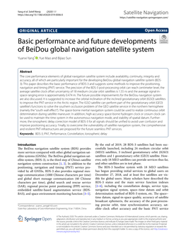 Basic Performance and Future Developments of Beidou Global Navigation Satellite System Yuanxi Yang* , Yue Mao and Bijiao Sun