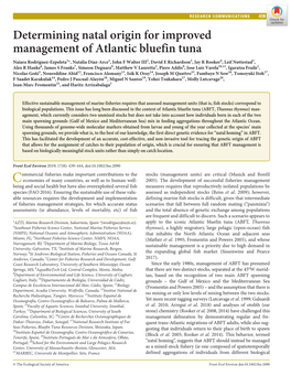 Determining Natal Origin for Improved Management of Atlantic Bluefin Tuna