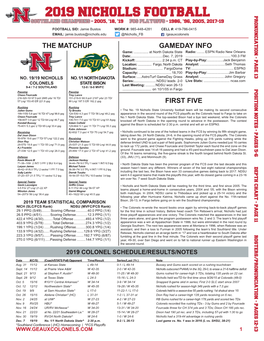 2019 Nicholls Football Pronunciation - Page 13 Southland Champions - 2005, ‘18, ‘19 Fcs Playoffs - 1986, ‘96, 2005, 2017-19