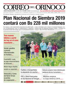 Plan Nacional De Siembra 2019