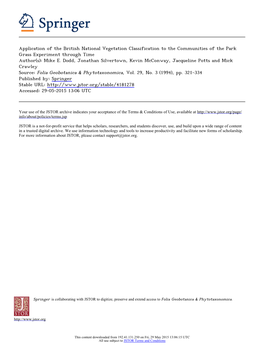 Application of the British National Vegetation Classification to the Communities of the Park Grass Experiment Through Time Author(S): Mike E