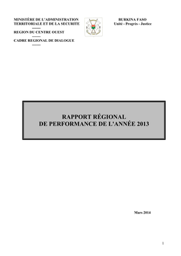 Rapport Centre-Ouest 2013 VF
