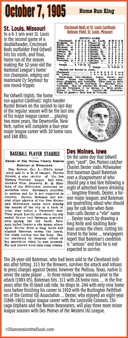 October 7, 1905 Home Run King St