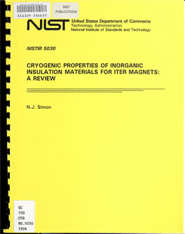 Cryogenic Properties of Inorganic Insulation Materials for Iter Magnets: a Review