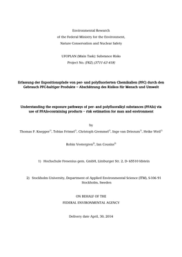 Erfassung Der Expositionspfade Von Per- Und Polyfluorierten Chemikalien