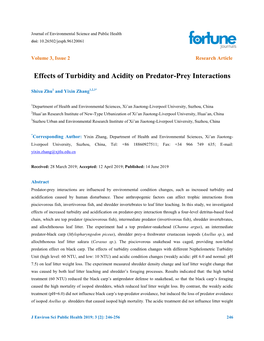 Effects of Turbidity and Acidity on Predator-Prey Interactions