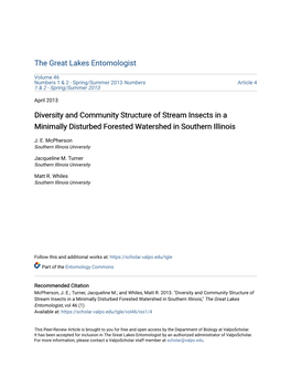 Diversity and Community Structure of Stream Insects in a Minimally Disturbed Forested Watershed in Southern Illinois