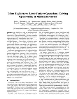 Mars Exploration Rover Surface Operations: Driving Opportunity at Meridiani Planum