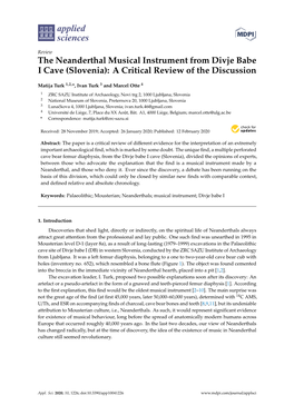 The Neanderthal Musical Instrument from Divje Babe I Cave (Slovenia): a Critical Review of the Discussion