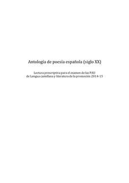 Antología De Poesía Española (Siglo XX)