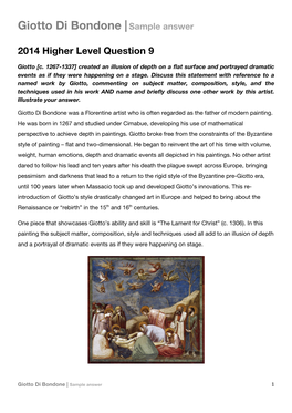 Giotto Di Bondone | Sample Answer