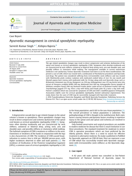 Ayurvedic Management in Cervical Spondylotic Myelopathy