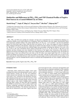 Similarities and Differences in PM2.5, PM10 and TSP Chemical Profiles of Fugitive Dust Sources in a Coastal Oilfield City in China