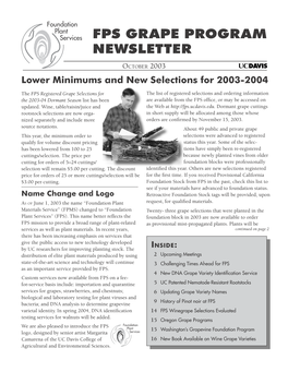 Fps Grape Program Newsletter