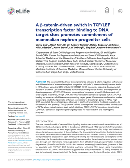 A B-Catenin-Driven Switch in TCF/LEF Transcription Factor Binding To