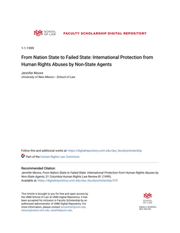 From Nation State to Failed State: International Protection from Human Rights Abuses by Non-State Agents