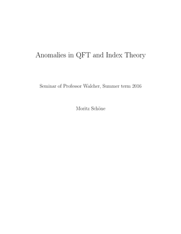 Anomalies in QFT and Index Theory