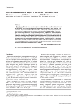 Fetus-In-Fetu in the Pelvis: Report of a Case and Literature Review