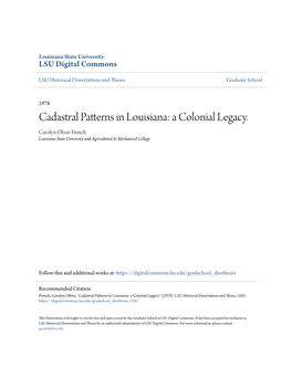 Cadastral Patterns in Louisiana: a Colonial Legacy